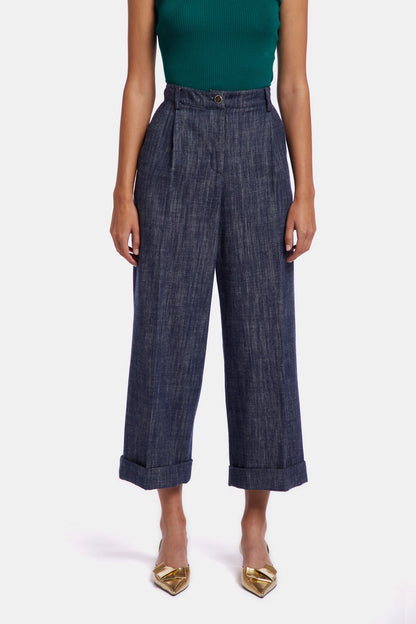 Straight Leg Trousers With Cuff