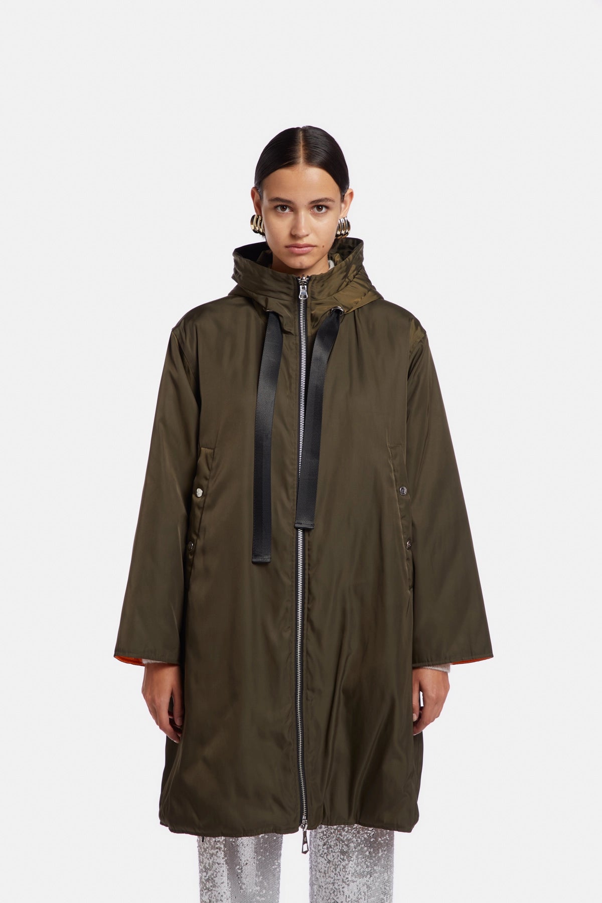 Long parka with hood