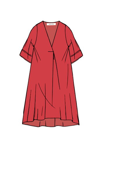 Dress Over M / C V-neckline With Fold