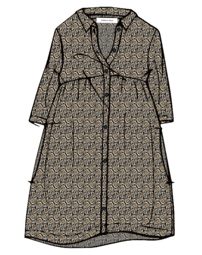 Knee-Length Dress Buttoned Front