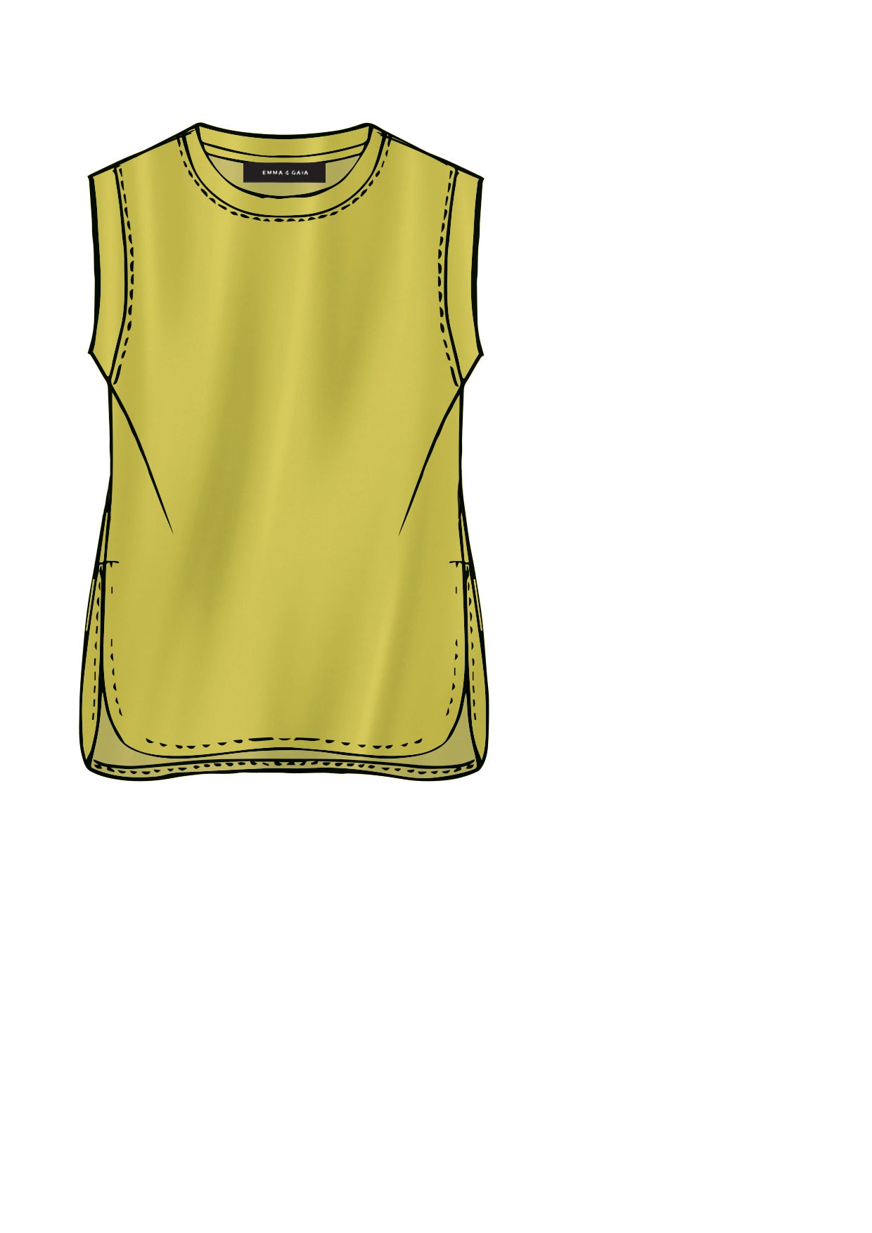 Tank Top With Neckline Draped Behind