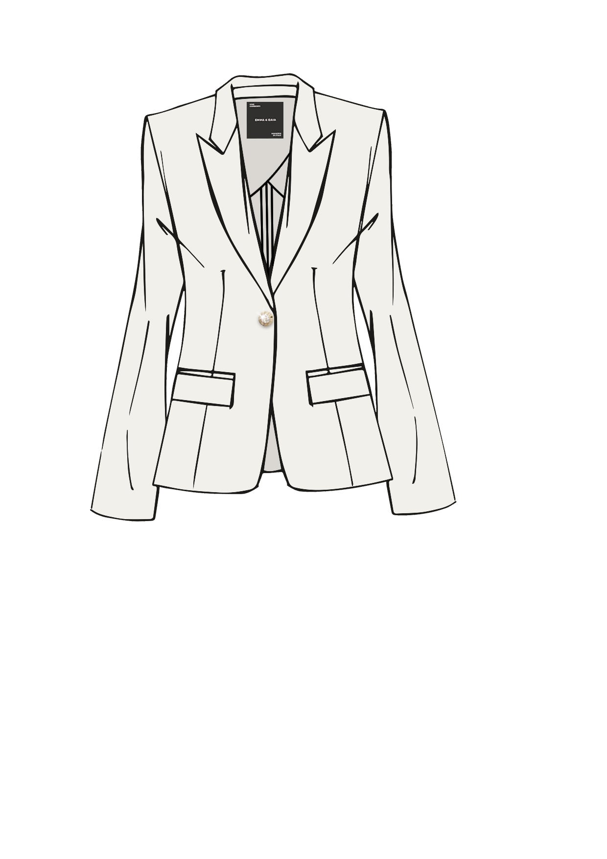 One-button blazer with tuxedo-style collar
