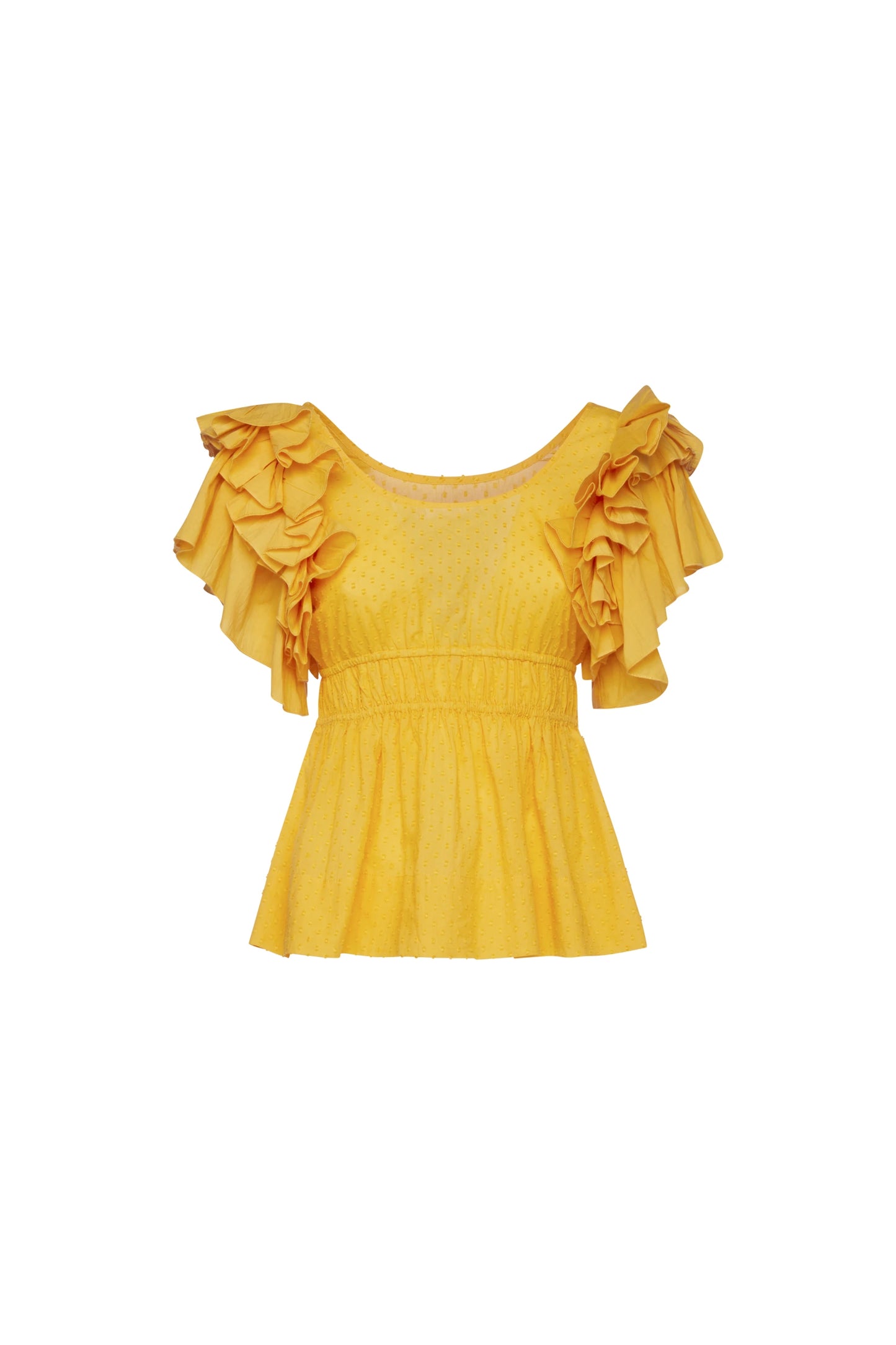Blouse with ruffles on the sleeves and elasticated