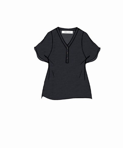 Neckline T-shirt With Buttons