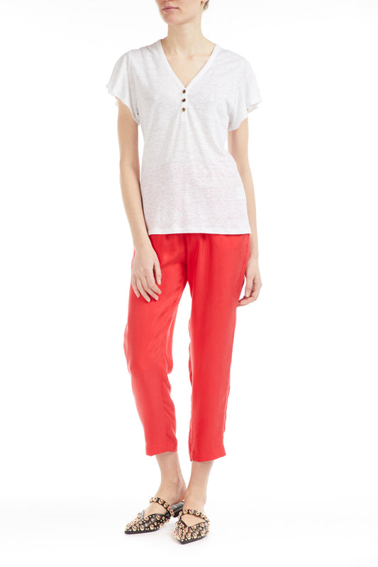 Neckline T-shirt With Buttons