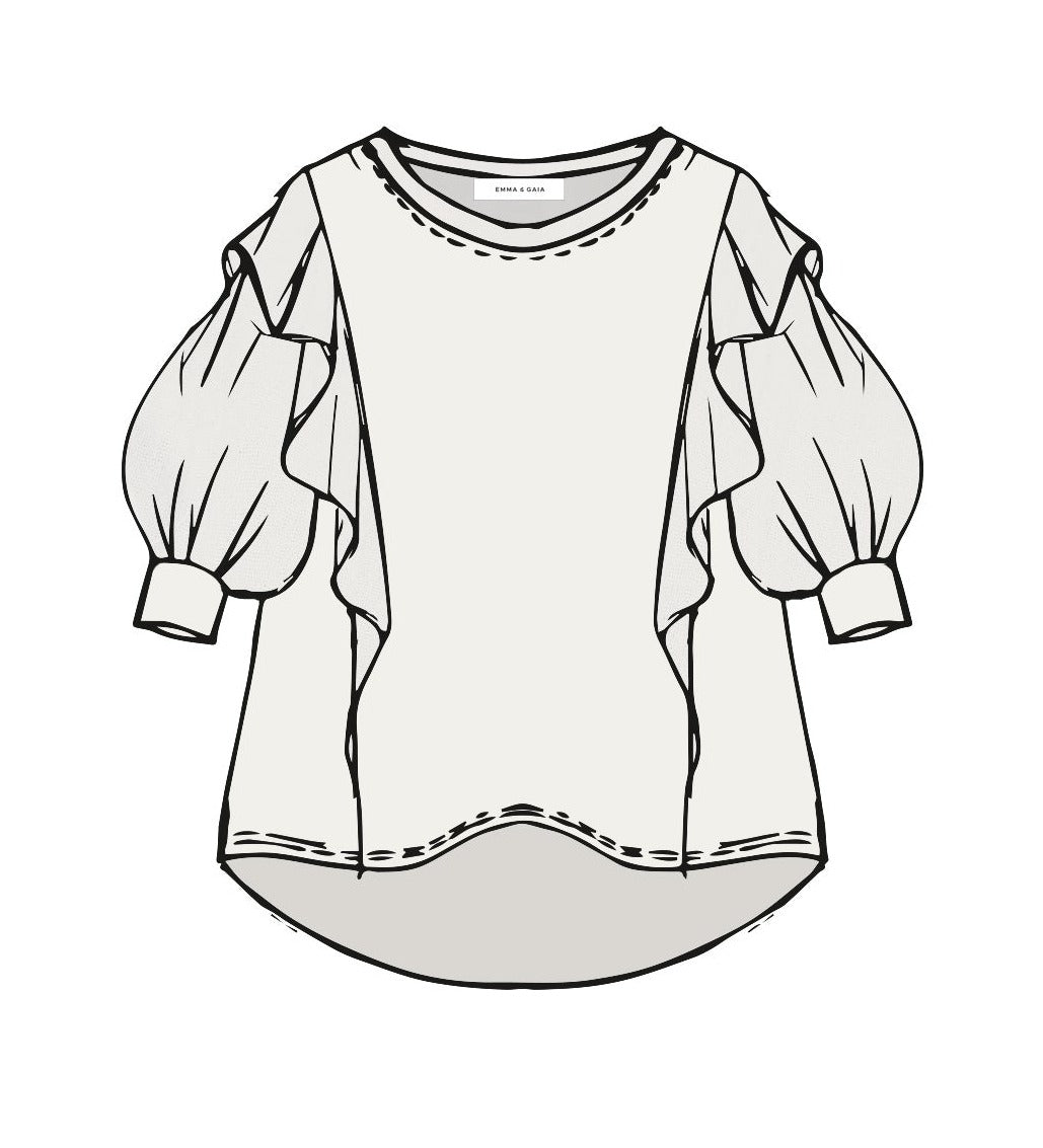 Tshirt With Puff Sleeves And Gale