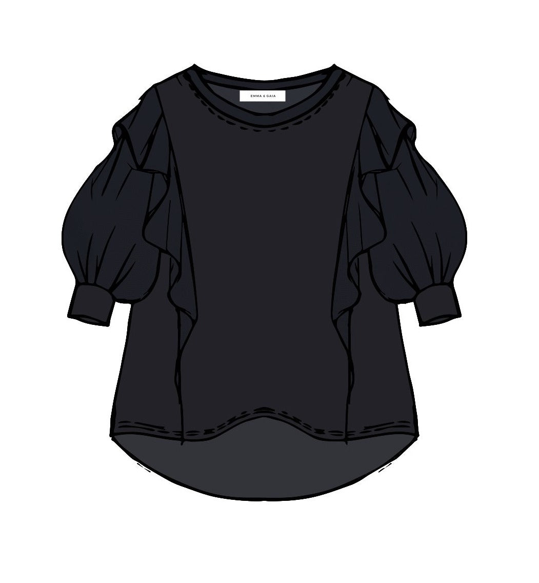 Tshirt With Puff Sleeves And Gale