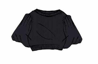 Cropped sweater with fabric puff sleeves