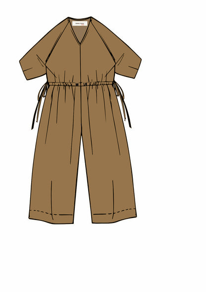 Oversized jumpsuit with drawstring waist