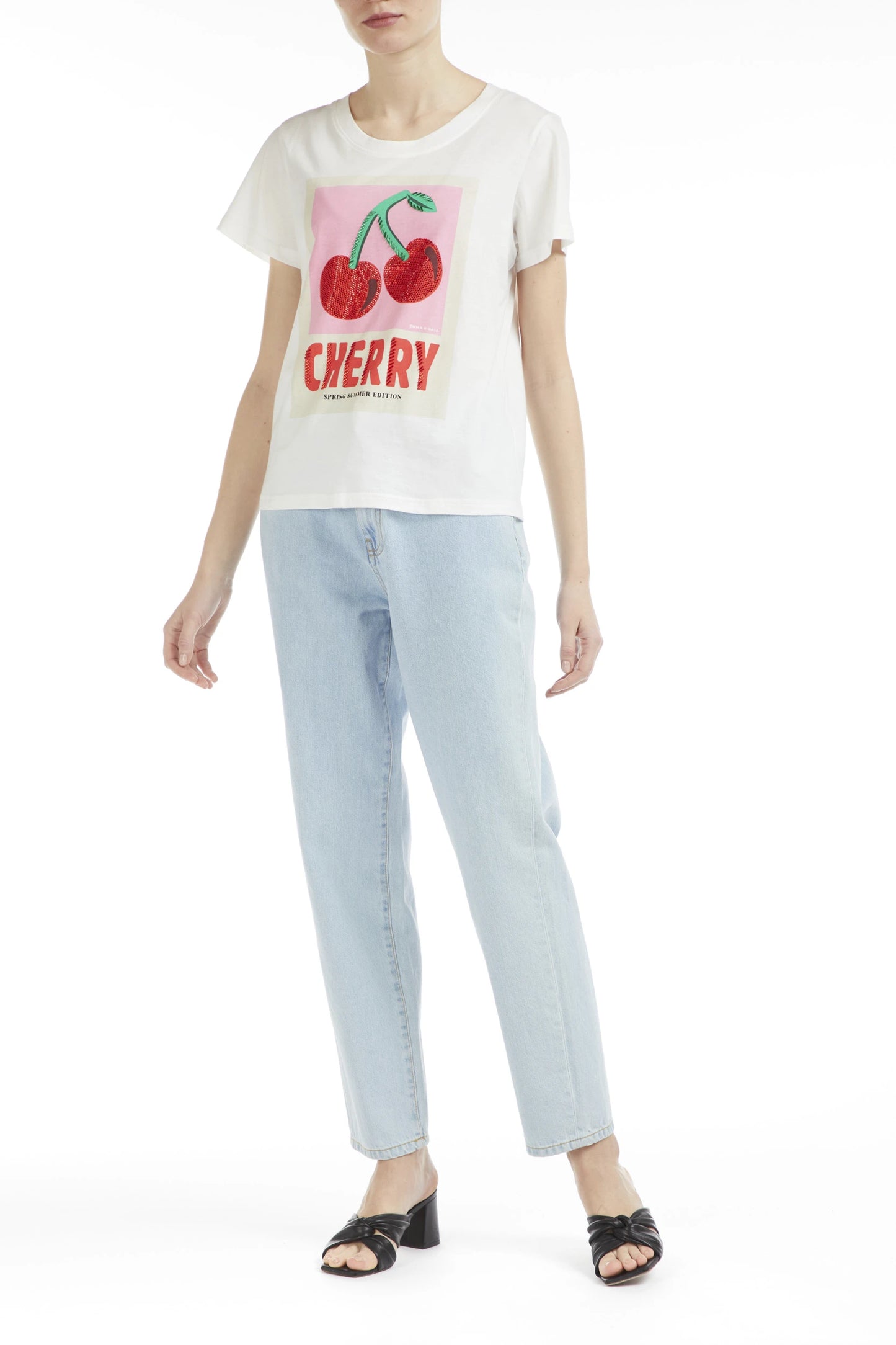 Camiseta ajustada con estampado de cerezas
