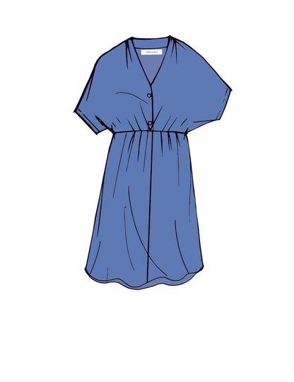 Vestido Con Pliegues Delanteros Y Mangas Kimono
