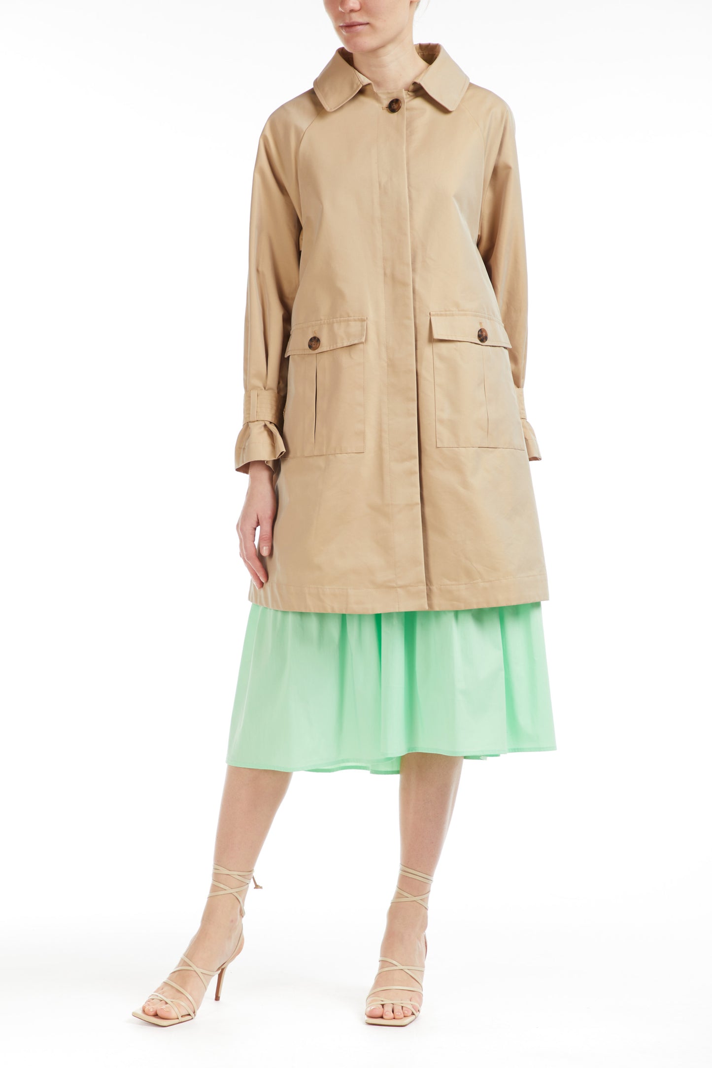 Flared Trench Coat With Pockets